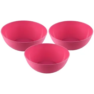 Kuber Industries Bowls|Plastic Dishwasher Safe Bowl|Serving Bowls|Bowls for Kitchen|Microwave Safe Bowls for Salad|Soup|Pasta|1500 ML|Pack of 3 (Pink)