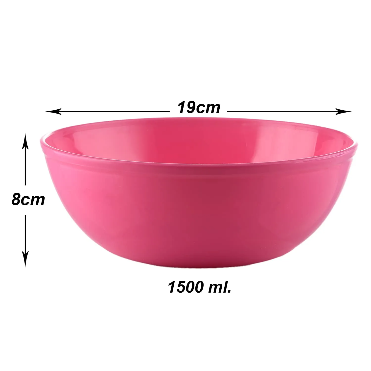 Kuber Industries Bowls|Plastic Dishwasher Safe Bowl|Serving Bowls|Bowls for Kitchen|Microwave Safe Bowls for Salad|Soup|Pasta|1500 ML|Pack of 3 (Pink)