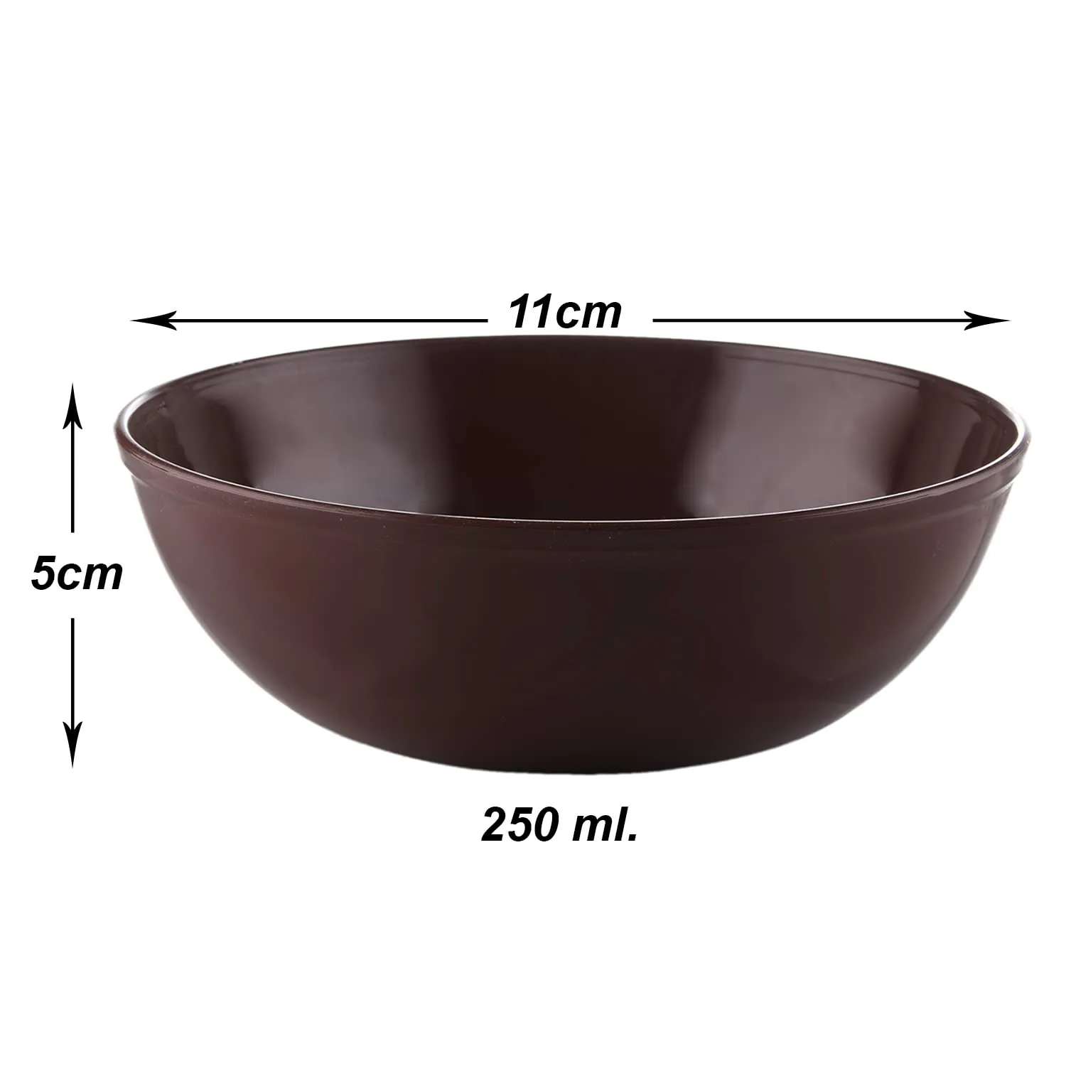 Kuber Industries Bowls|Plastic Serving Round Bowls|Katori for Kitchen|Microwave Safe Bowls for Rice|Soup|Pasta|250 ML|Pack of 12 (Brown)