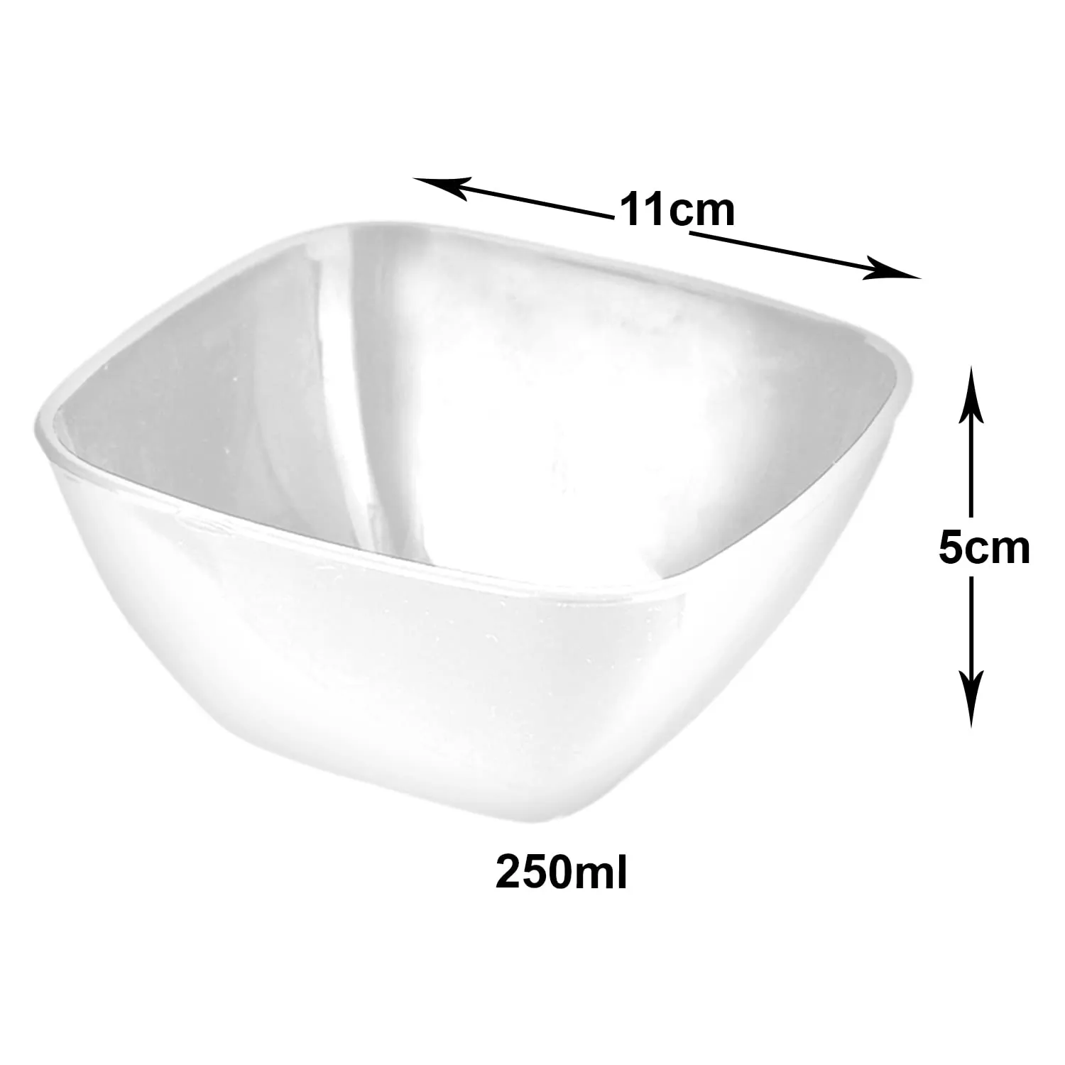 Kuber Industries Bowls|Plastic Serving Square Bowls|Katori for Kitchen|Microwave Safe Bowls for Rice|Soup|Pasta|250 ML|Pack of 6 (White)