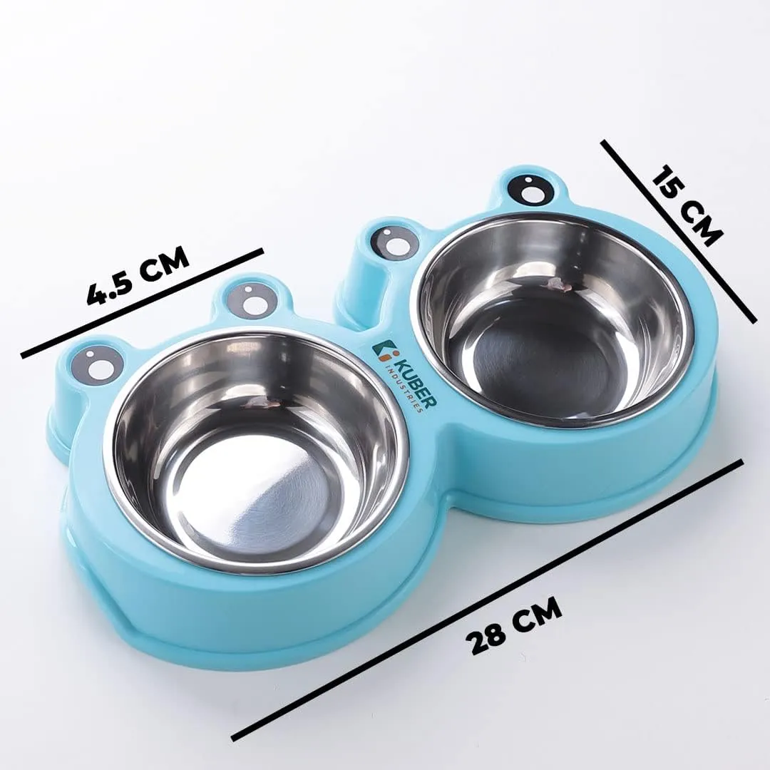 Kuber Industries Dog Food Bowl|Stainless Steel,PVC Material Dog Bowls|Non Slip,Durable,Sturdy,Non Toxic|Perfect Dog Accessories for Indoor & Outdoor Use|A1009B|Pack of 5|Blue