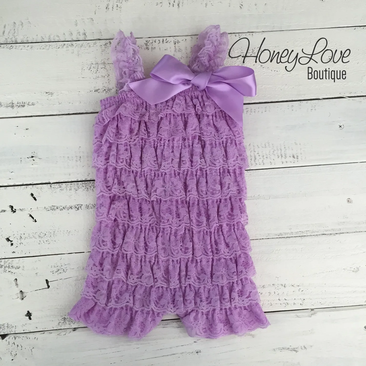 Lace Petti Romper Lavender Purple and matching headband