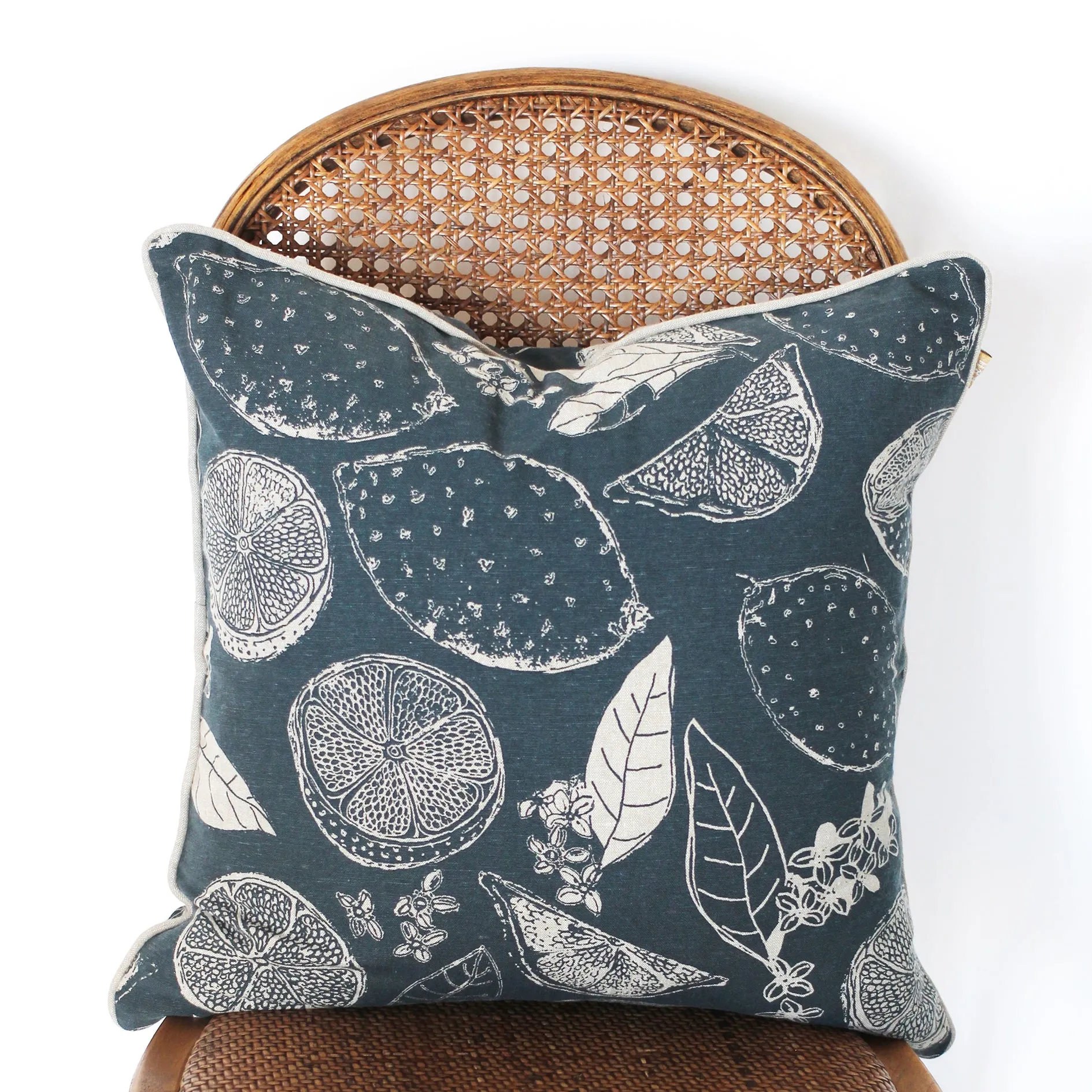 Lemon Marmalade Cushion | Dark Slate