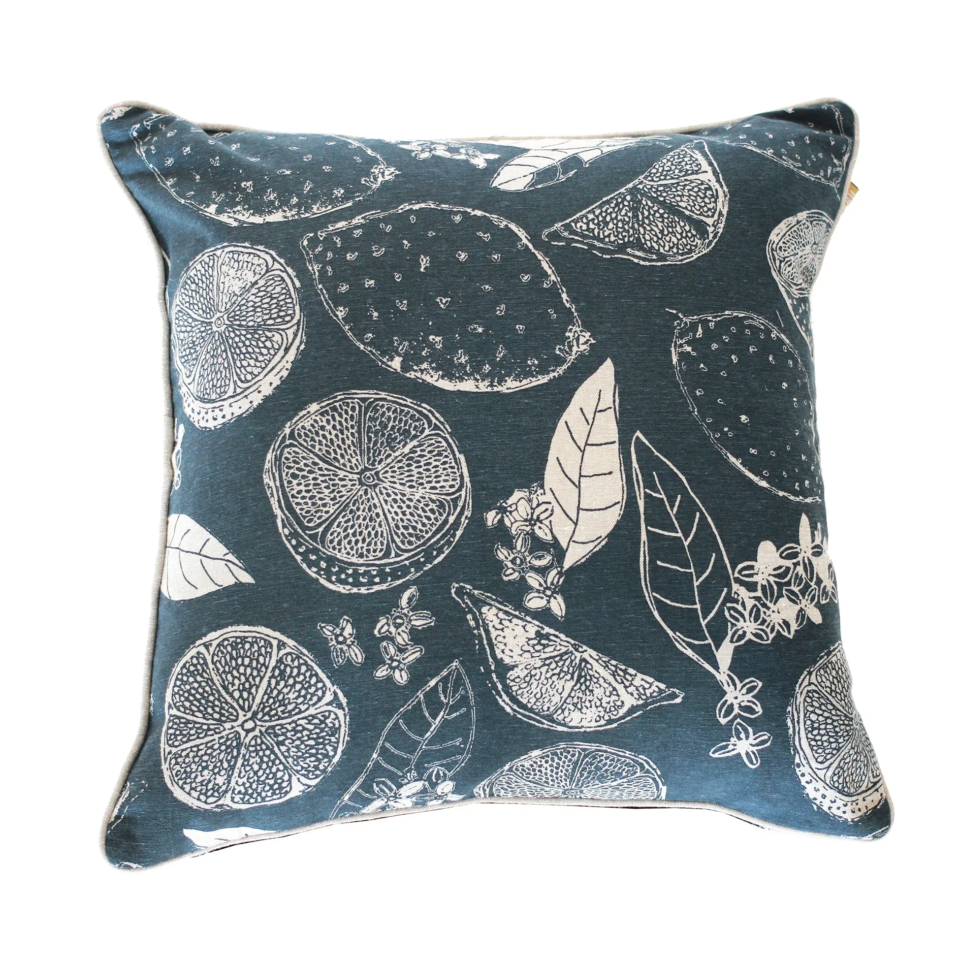 Lemon Marmalade Cushion | Dark Slate