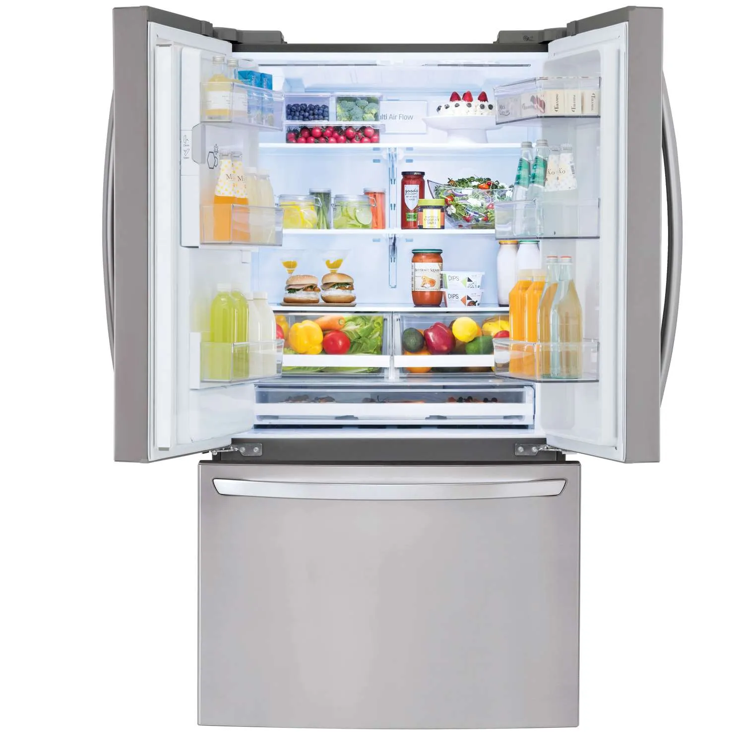 LG Smudge Resistant Stainless Steel 36" 28 Cu.ft French Door Refrigerator with Ice & Water Dispenser - LRFS28XBS