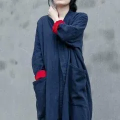 Long Linen Cardigan with Large Pockets | Lotus