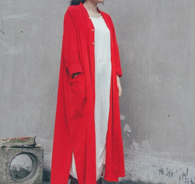 Long Linen Cardigan with Large Pockets | Lotus