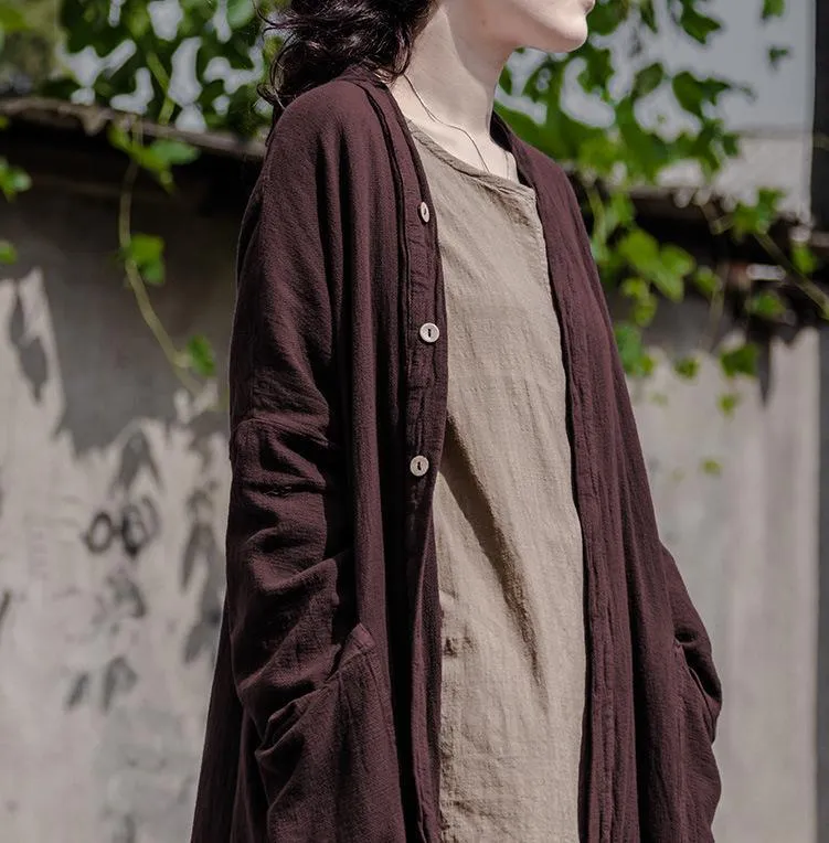 Long Linen Cardigan with Large Pockets | Lotus