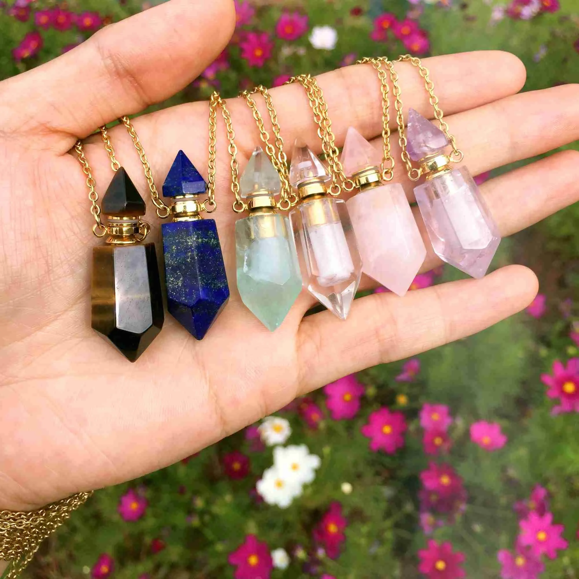 Lucas Gold Essential Oil Bottles Necklace