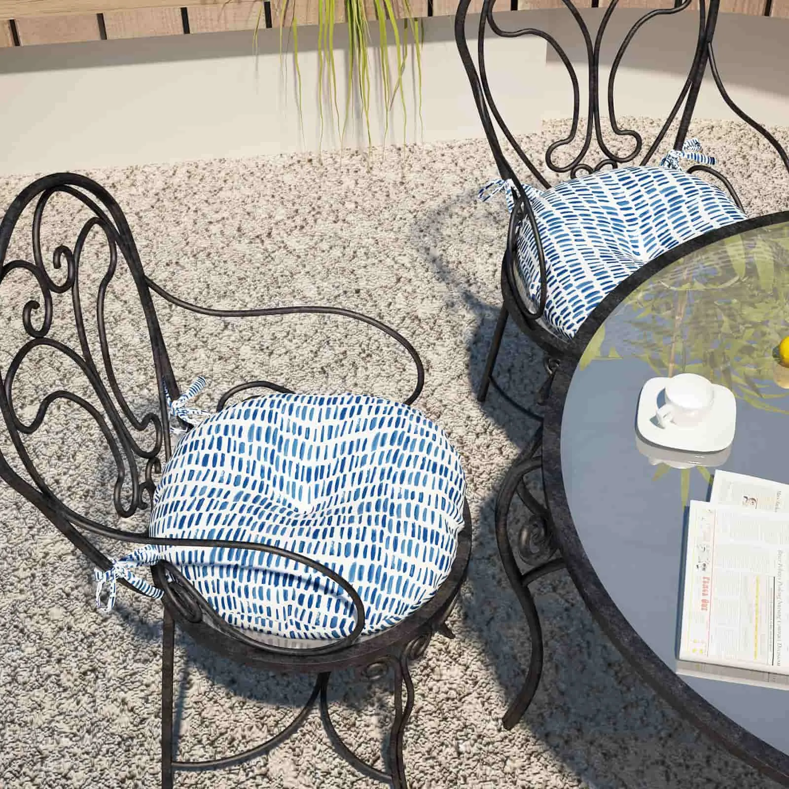 LVTXIII Outdoor Round Bistro Seat Cushions 15"x15"x4" Blue Pebble （Set of 2）