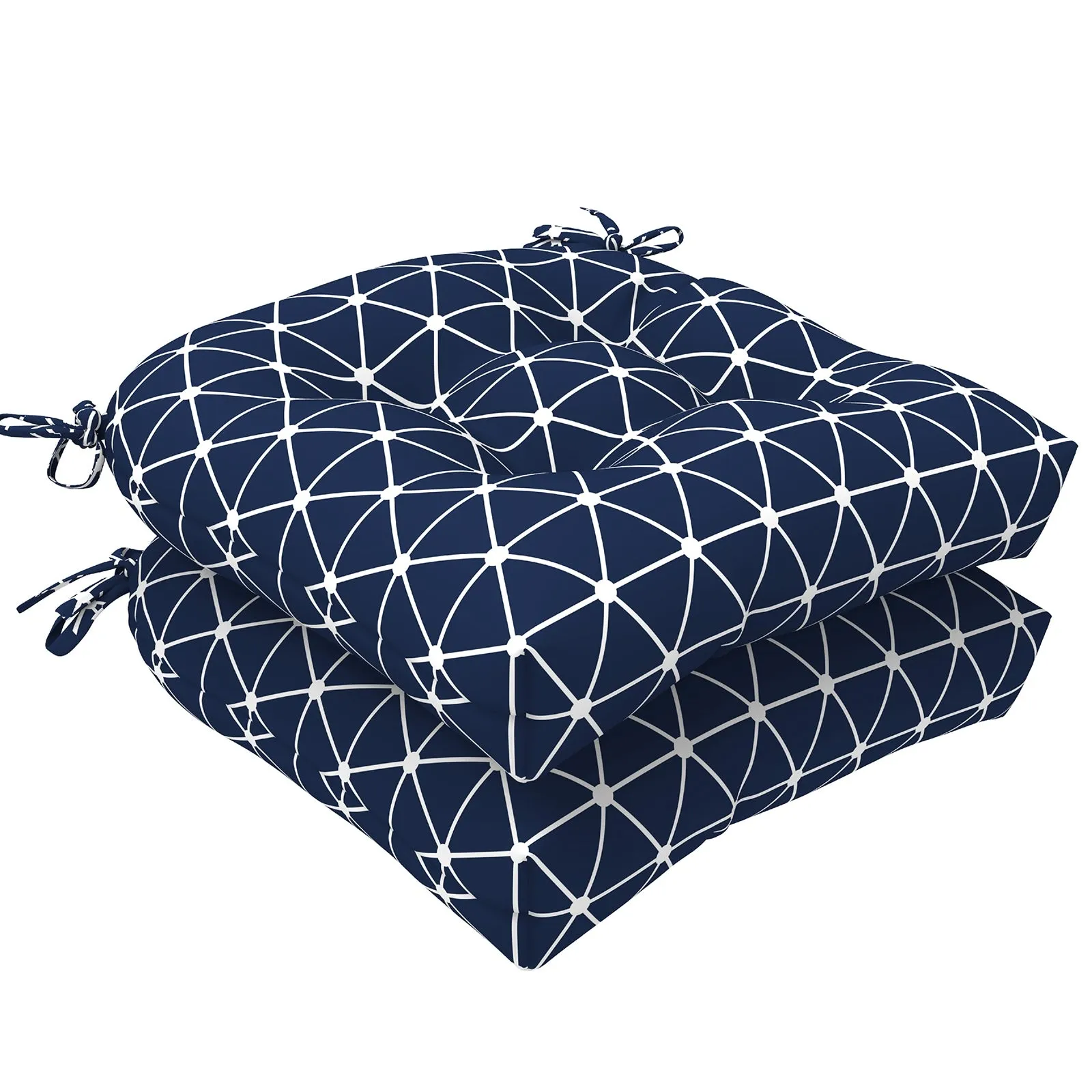 LVTXIII Outdoor U-Shape Tufted Seat Cushions 19”x19”x5”Geomentry Web Navy （Set of 2）