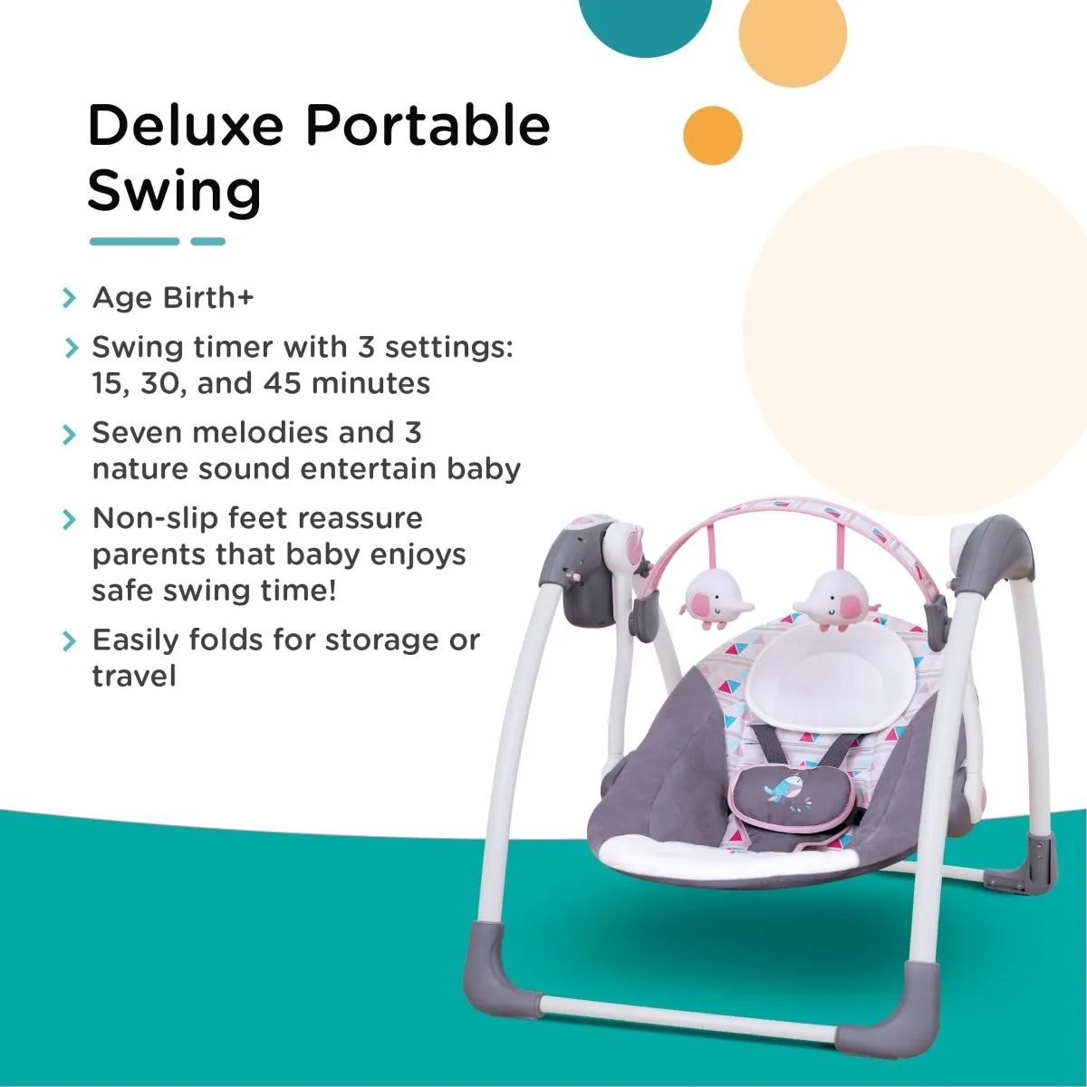 Mastela Deluxe Portable Baby Swing Toddler Swing- Pink