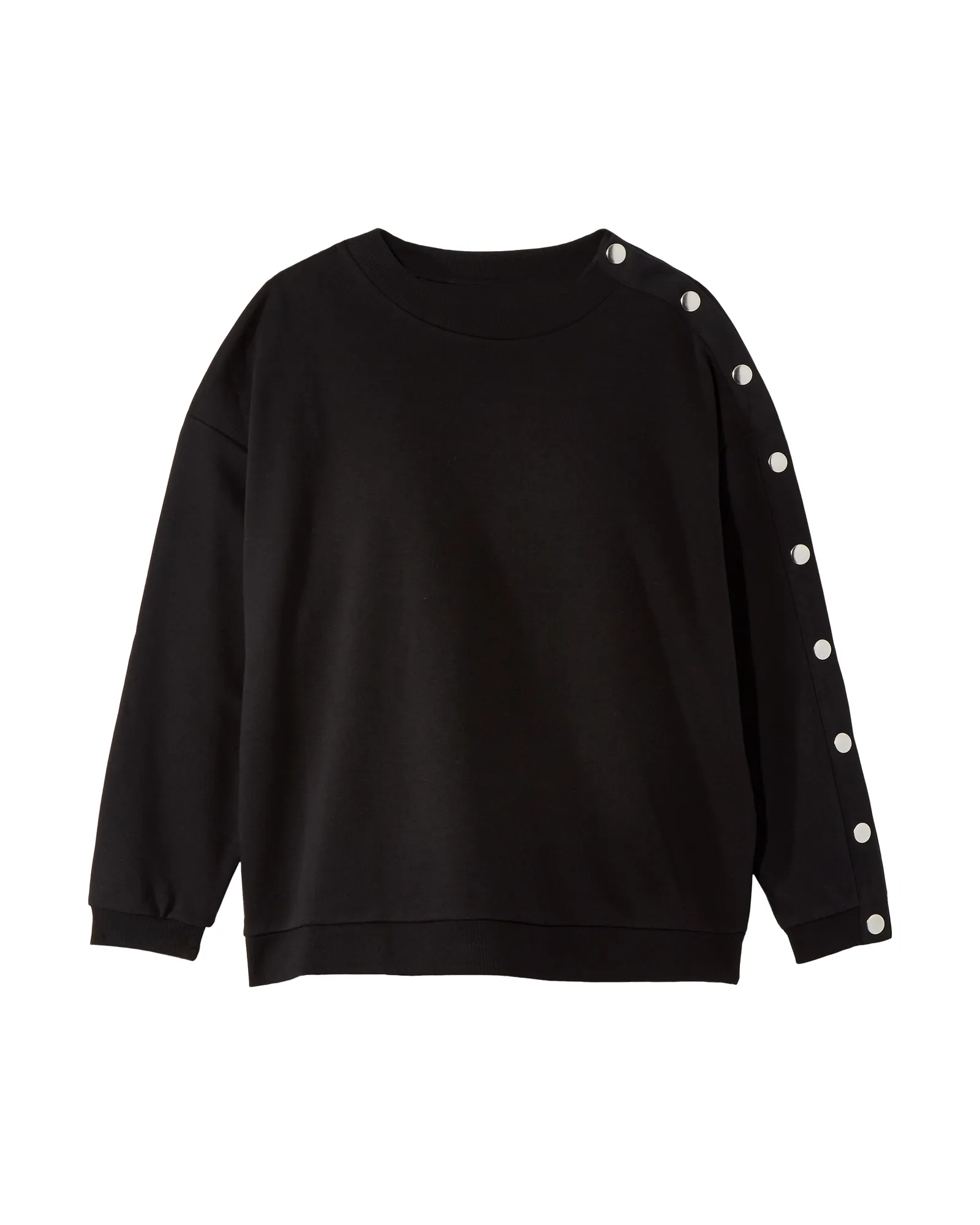 Monica Snap Detail Sweater | Black / Silver