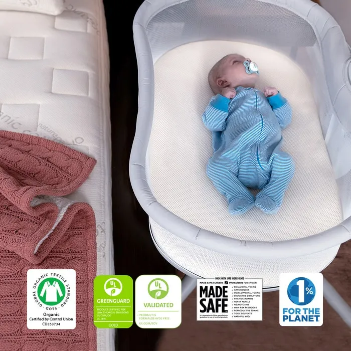 Naturepedic Organic Waterproof Breathable Bassinet Mattress for Halo Bassinets