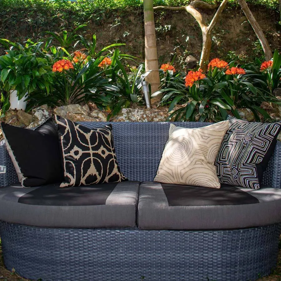 Outdoor Inner Ikat Diamond Black Lounge Cushion 55 x 55 cm