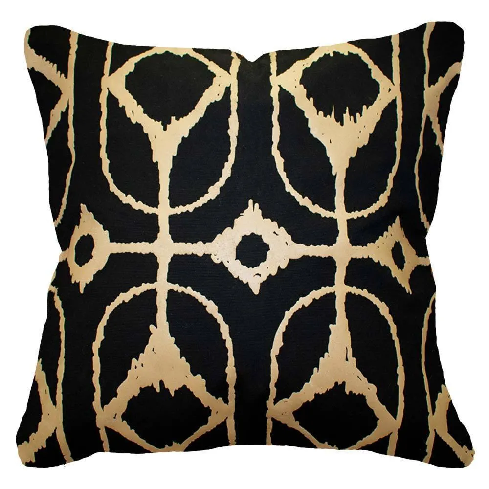 Outdoor Inner Ikat Diamond Black Lounge Cushion 55 x 55 cm