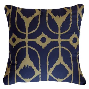 Outdoor Inner Ikat Diamond Navy & Beige Lounge Cushion 55 x 55 cm