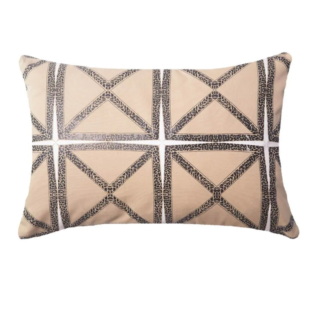 Outdoor Mosaic Beige Lumber Cushion 35 x 55 cm