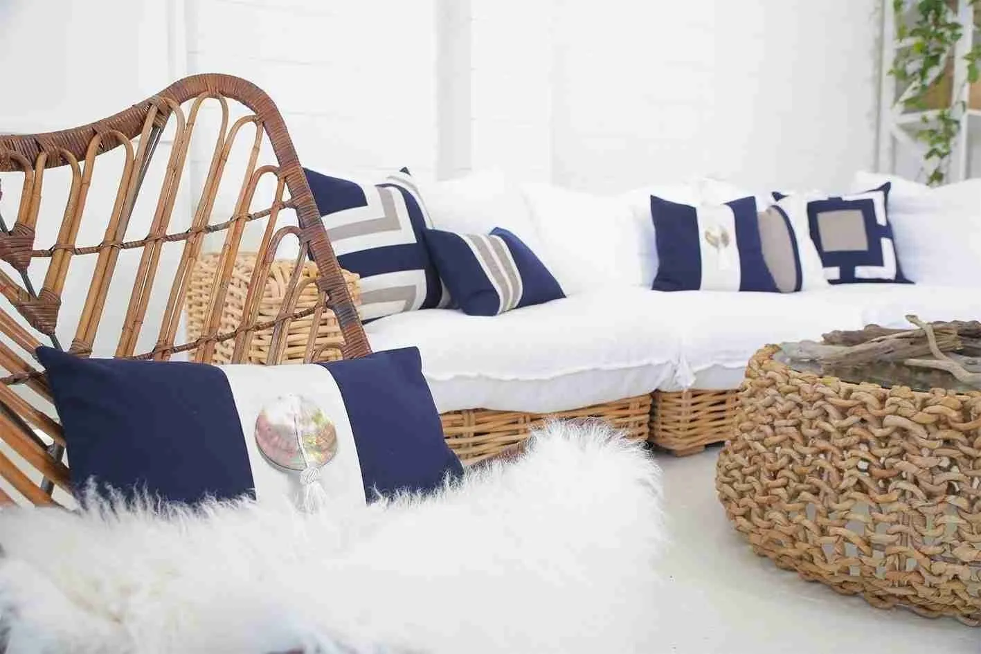 Outdoor Regent Cross Navy Lounge Cushion 55 x 55 cm