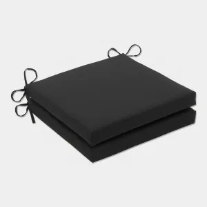 Outdoor/Indoor Fresco Black Squared Corners Seat Cushion 20x20x3 (Set of 2)