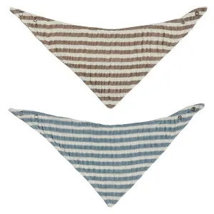 OYOY Striped Bib 2-pack Blue / Brown