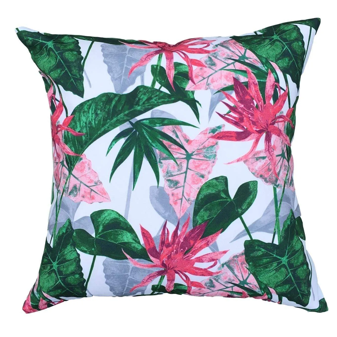 Pink Flower Water Resistant Garden Cushion Cover Scatter Pillow Cover Tropical Jungle Rainforest