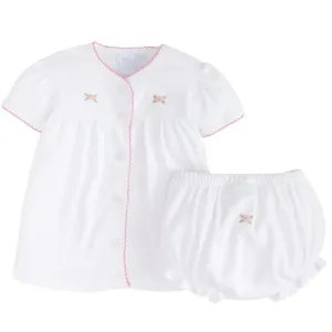 Pinpoint Layette Knit Set - Rose