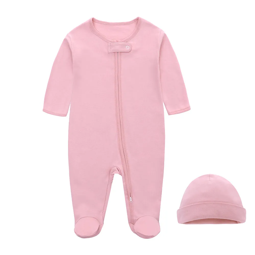 Plain Pink Zippy Romper Set