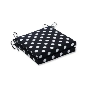 Polka Dot Black Squared Corners Seat Cushion 20X20X3 (Set Of 2)