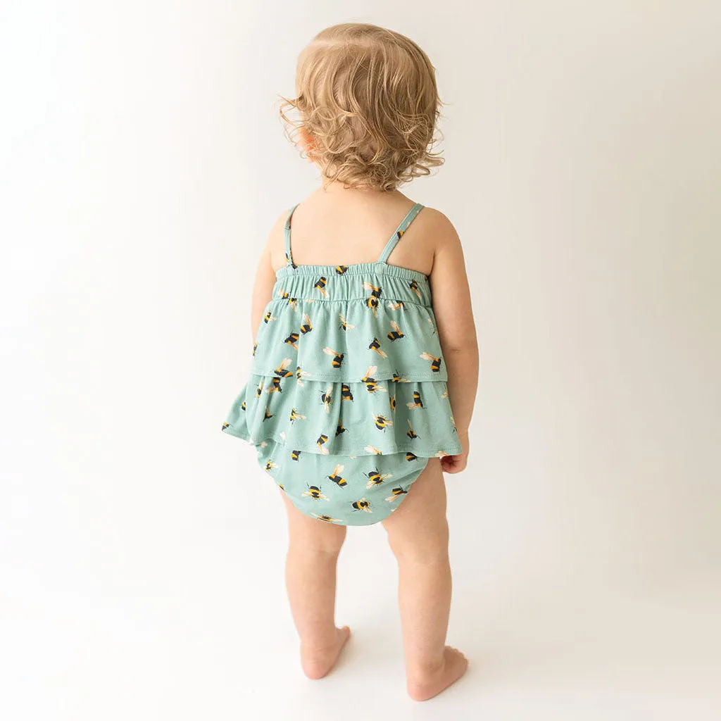 Posh Peanut Basic Ruffled Spaghetti Romper - Spring Bee