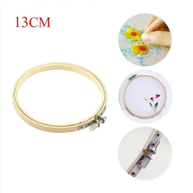 Practical 13-27cm Cross Stitch Machine Bamboo Frame Embroidery Hoop Ring Round Hand DIY Needlecraft Household Sewing Tool EH