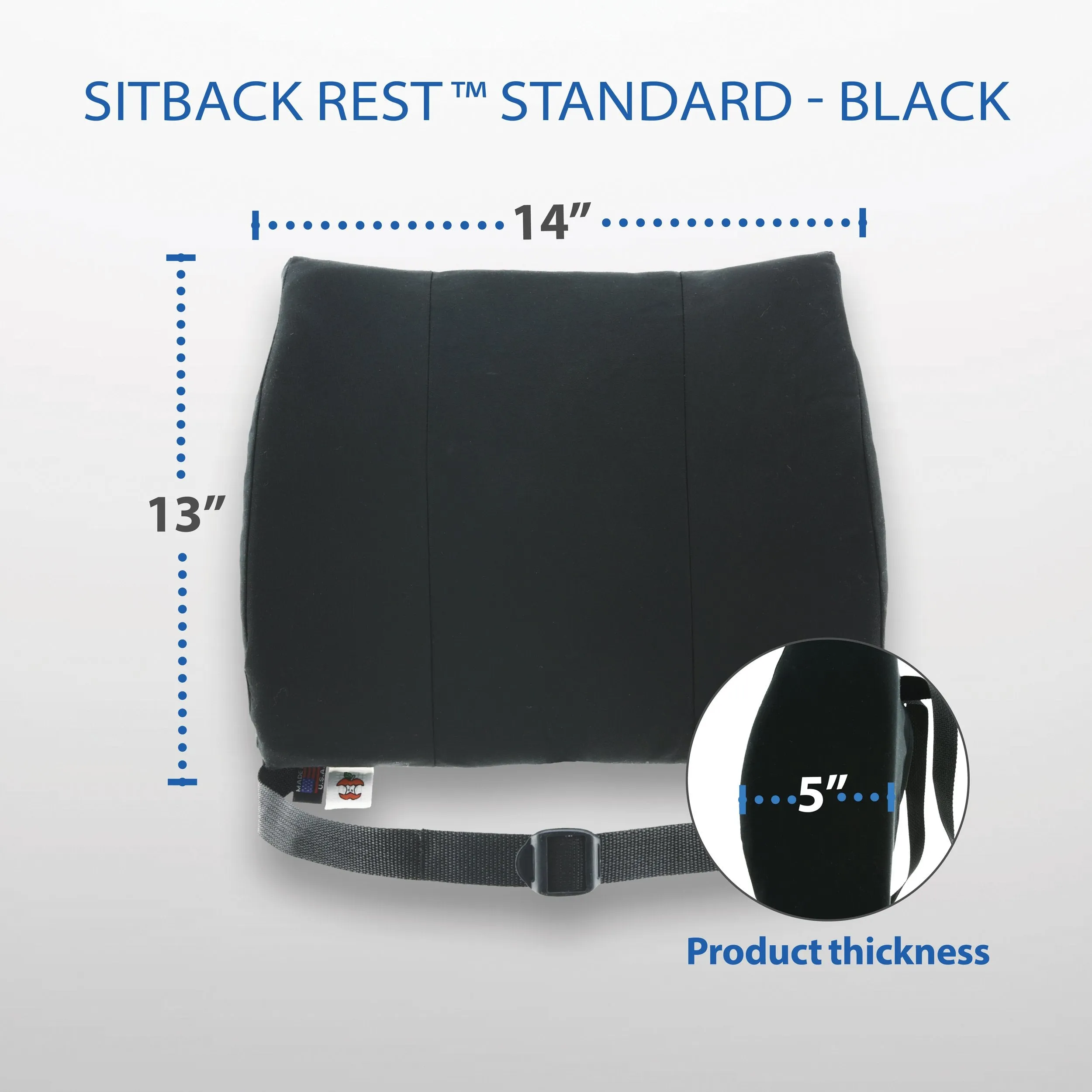 Printed Sitback Rest Standard Lumbar Support, Black