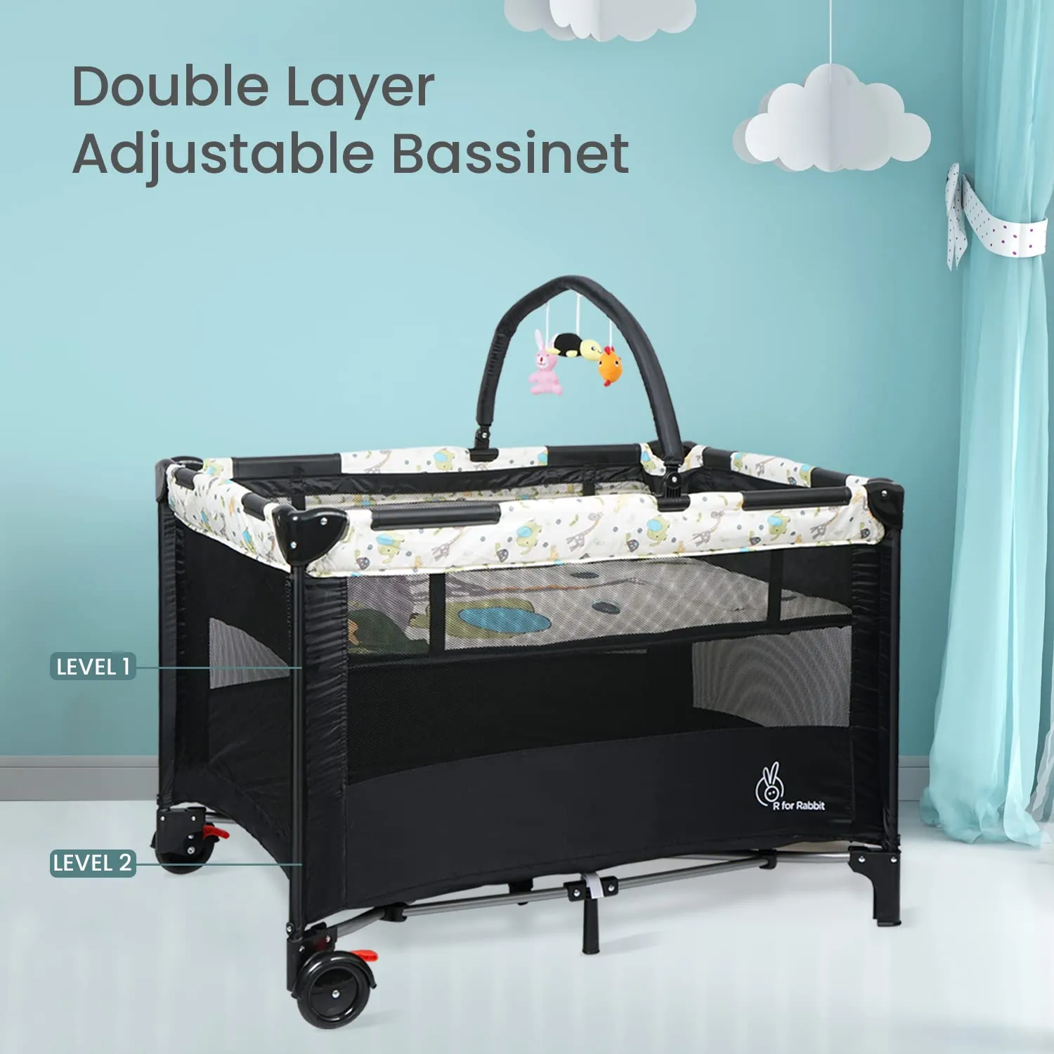 R FOR RABBIT Hide and Seek Elite Smart Folding Baby Bed Cot (Play Pen) for Kids of 0 to 3 years