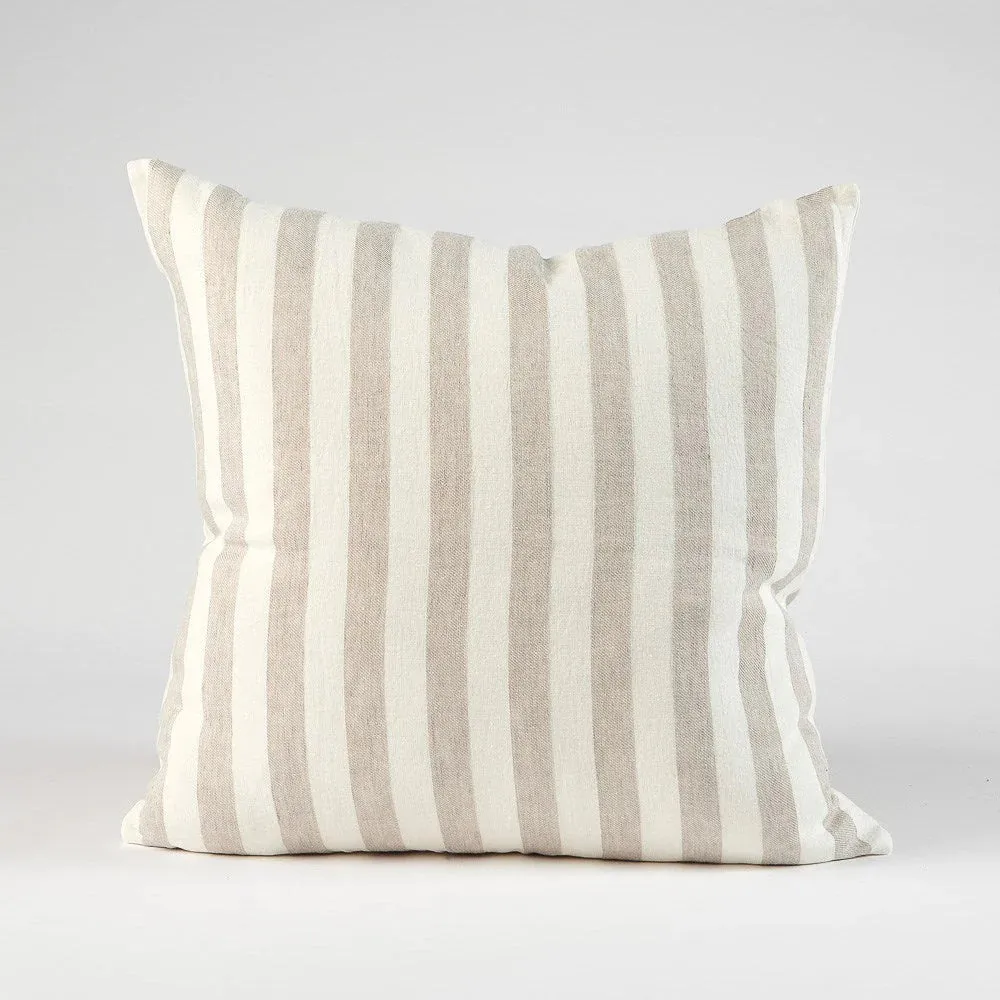 Santi Outdoor Linen Cushion | Off White/Silver Stripe