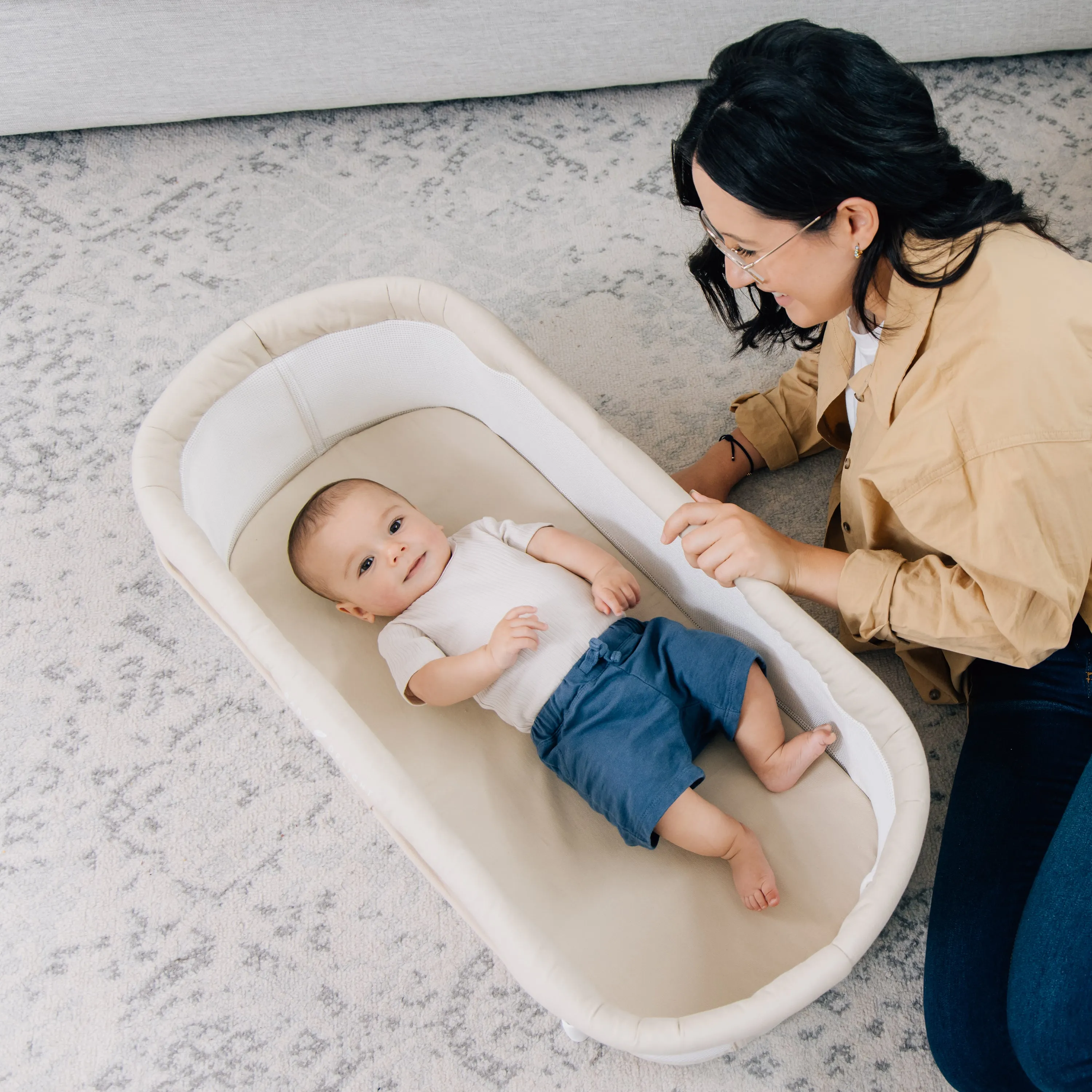 Snuggle Nest™ Organic Portable Bassinet-Organic Oat