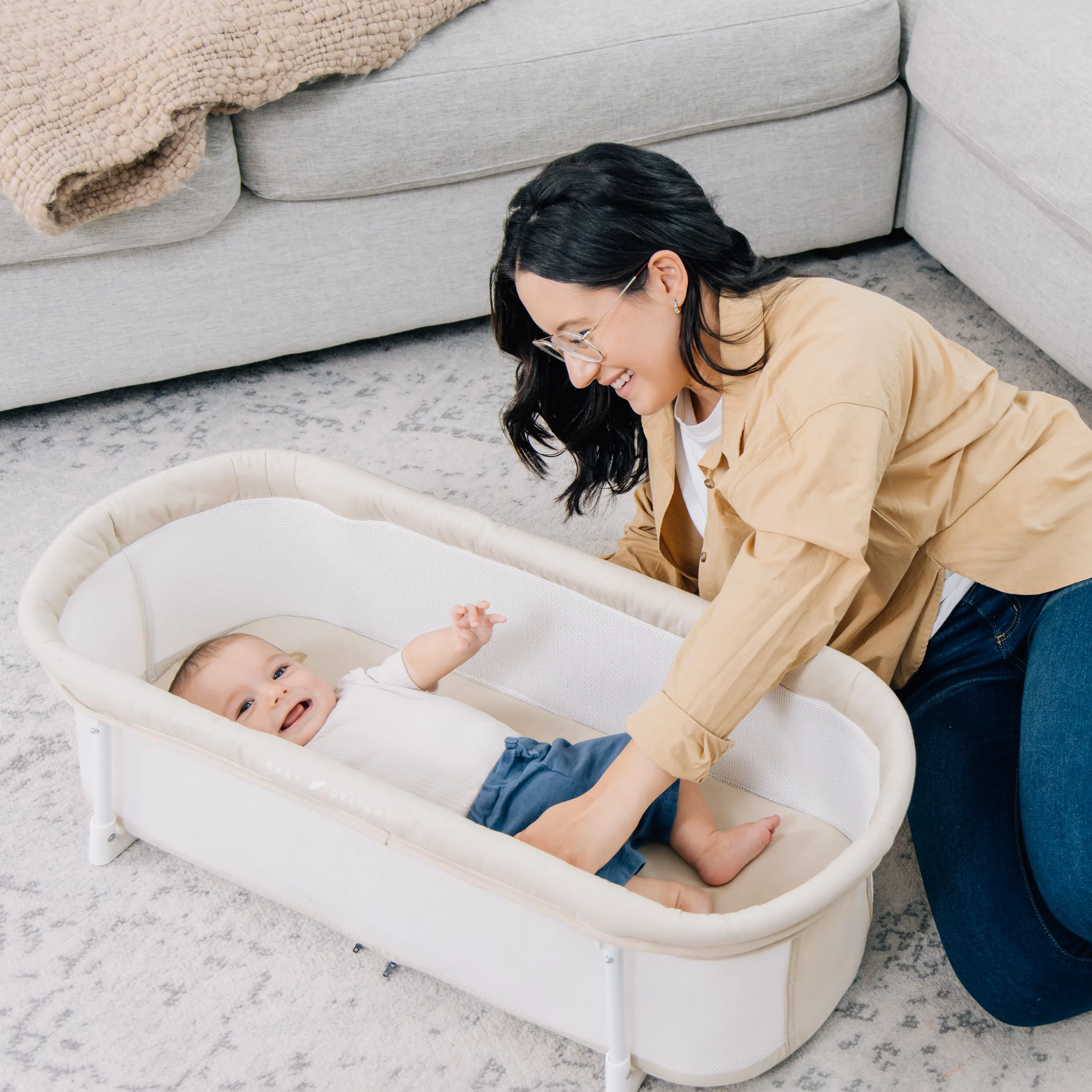 Snuggle Nest™ Organic Portable Bassinet-Organic Oat