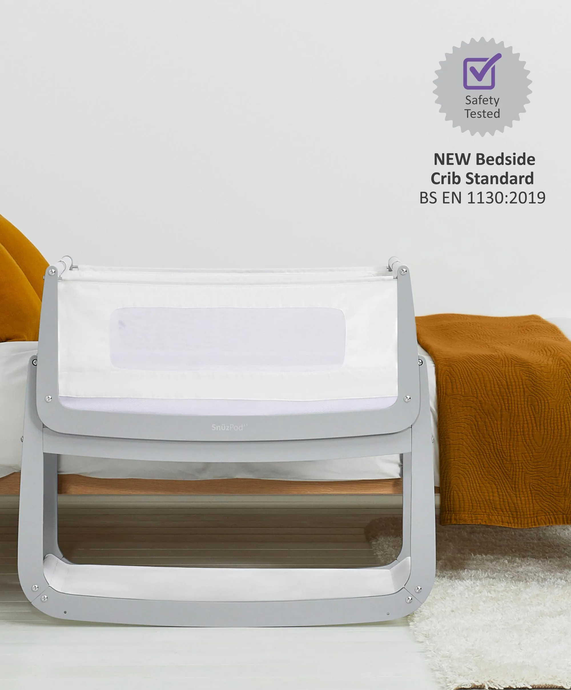 SnuzPod4 Bedside Crib - Dove Grey