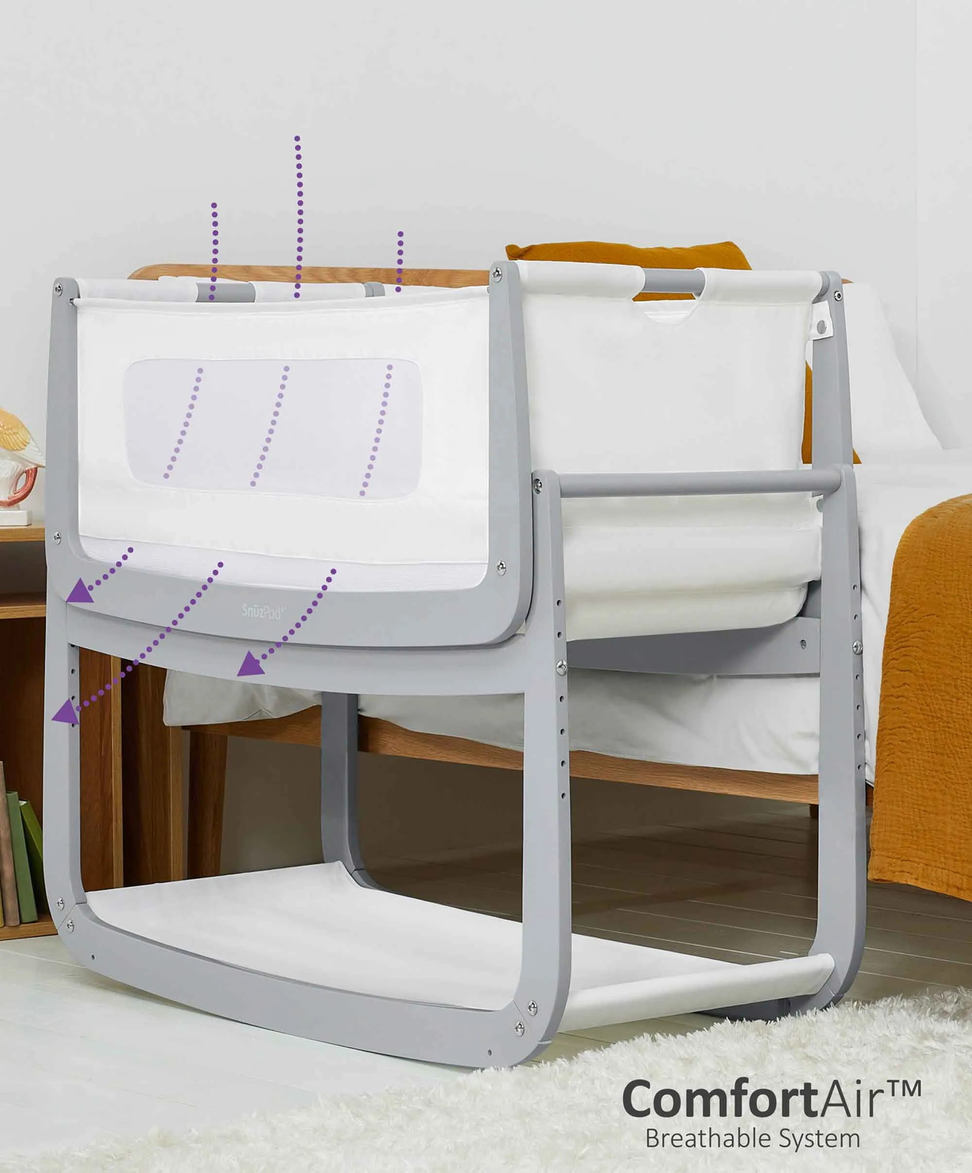 SnuzPod4 Bedside Crib - Dove Grey