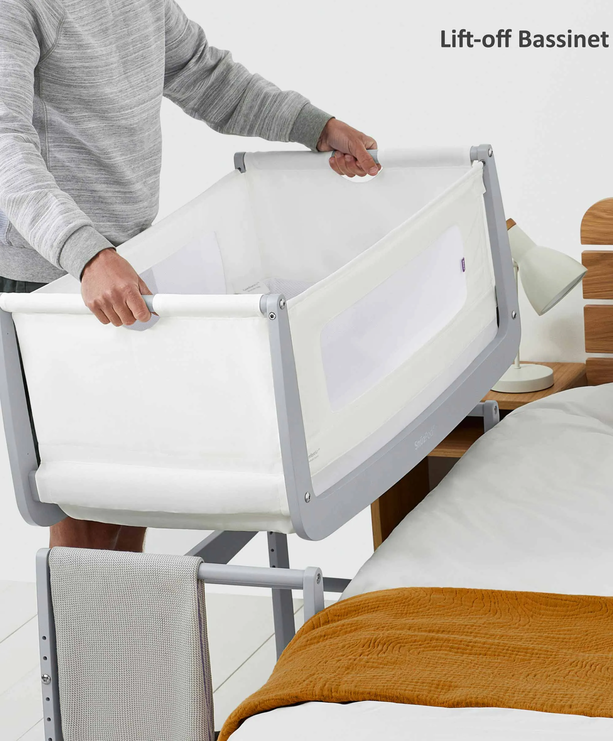 SnuzPod4 Bedside Crib - Dove Grey