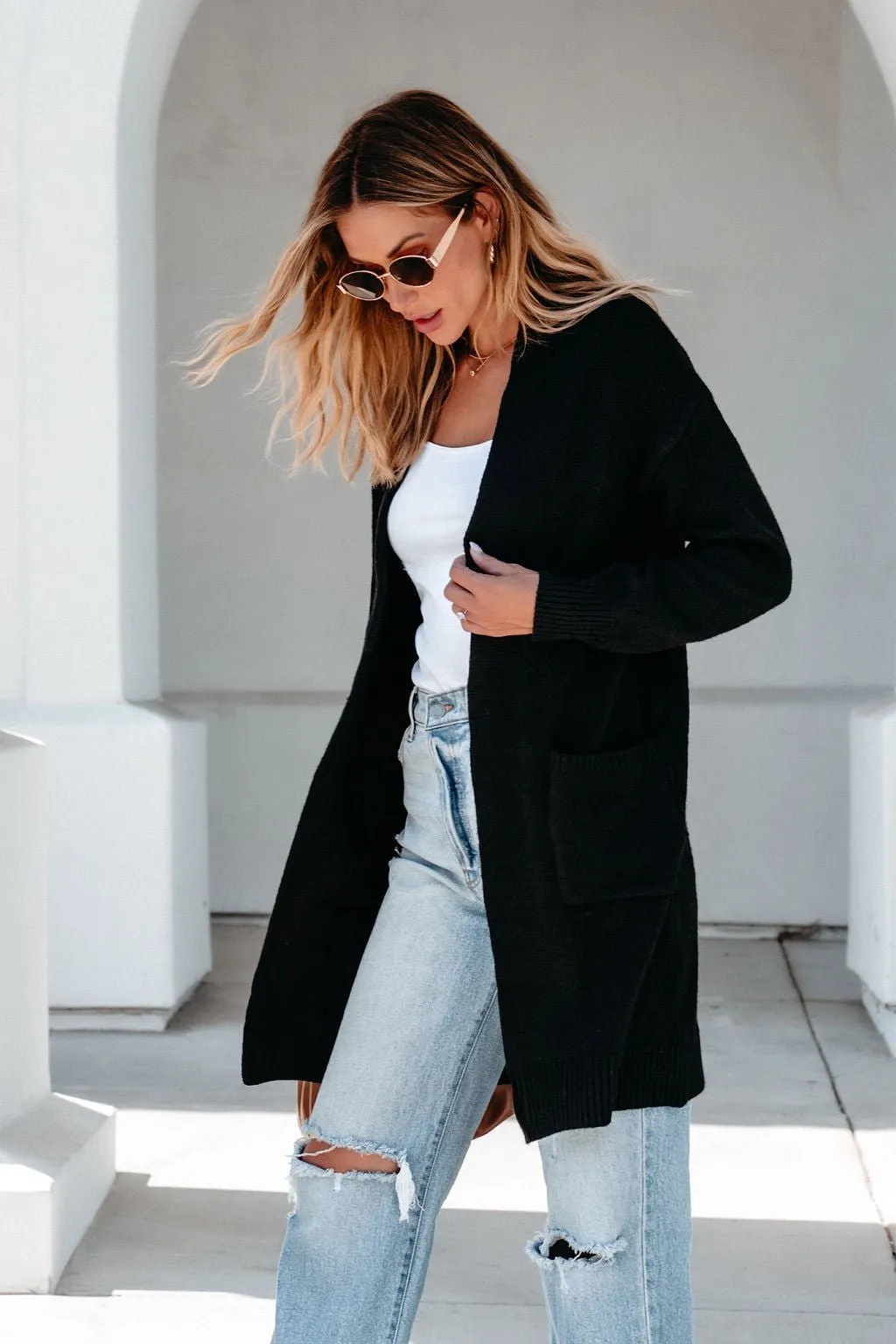 Solid Black Oversized Duster Cardigan - FINAL SALE