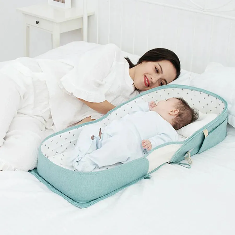 Sunveno Portable Baby Bed & Bag (Sea Green)