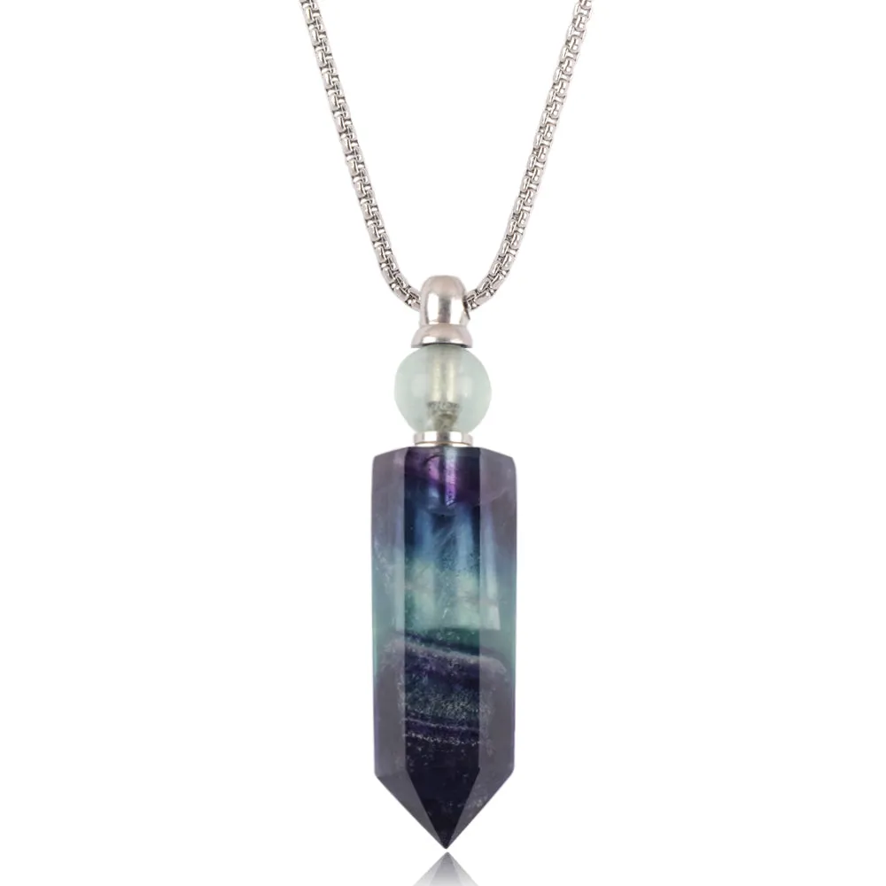 Tania Gemstone Prism Bottle Silver Necklace