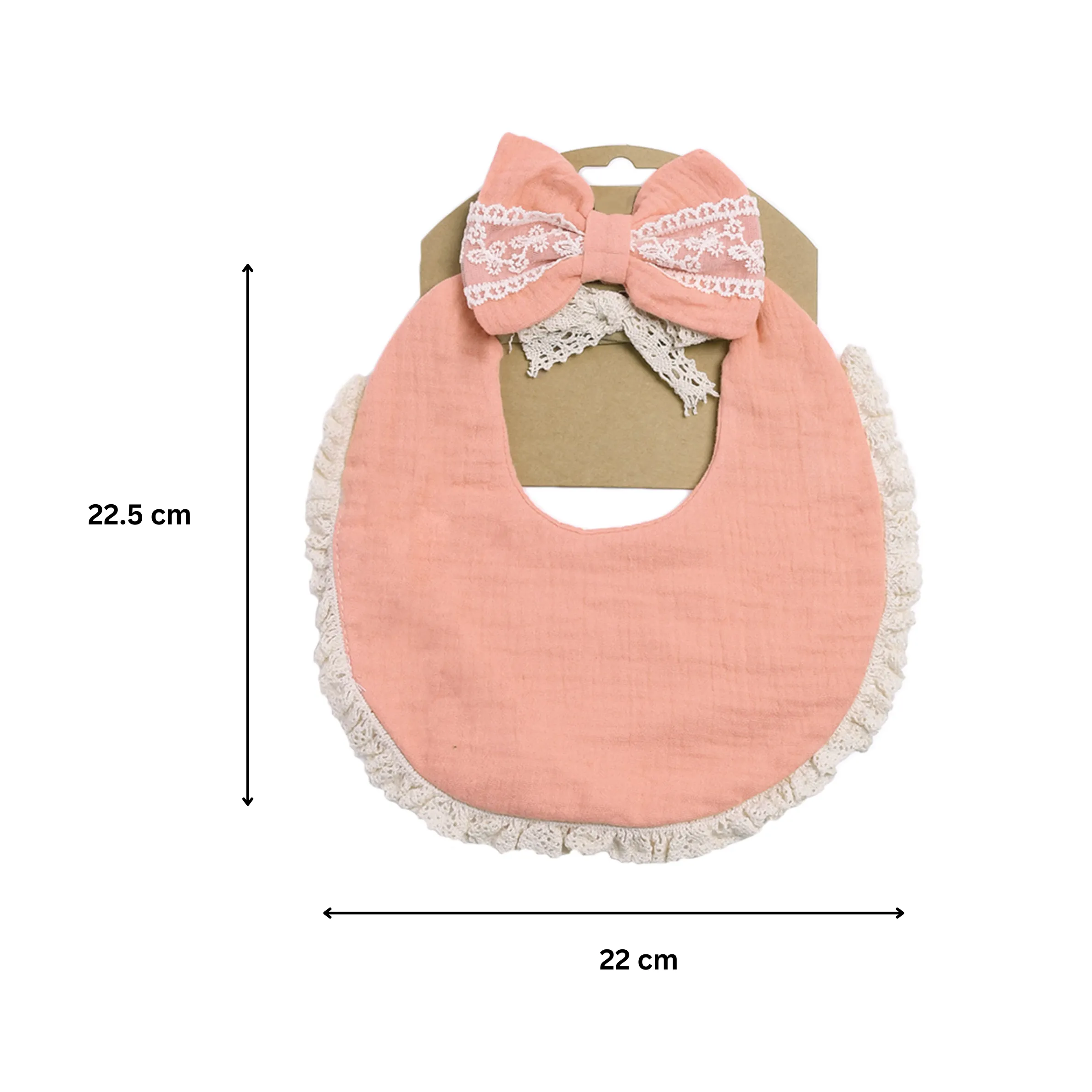 THE LITTLE LOOKERS Muslin Baby Bibs Drool Bibs Headband Set Drool Cloths Bibs 4-Layer Organic Cotton Lace Waterproof for Girls (Pack of 1)