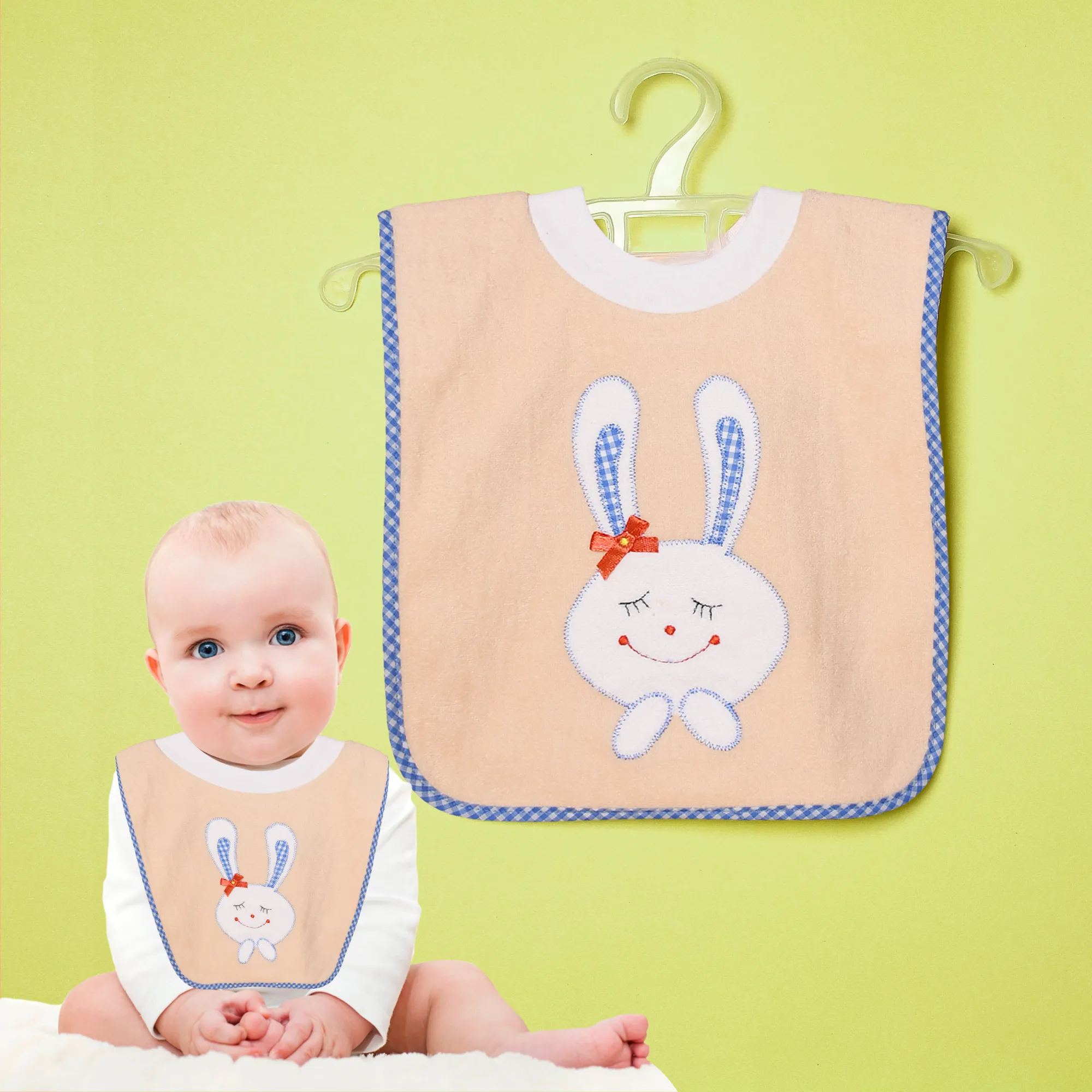 THE LITTLE LOOKERS Soft Terry Cotton Baby Bibs with Comfortable Round Neck for Bottle Feeding & Breast Feeding | Double Layered Skins for Quick Absorption & Fast Drying