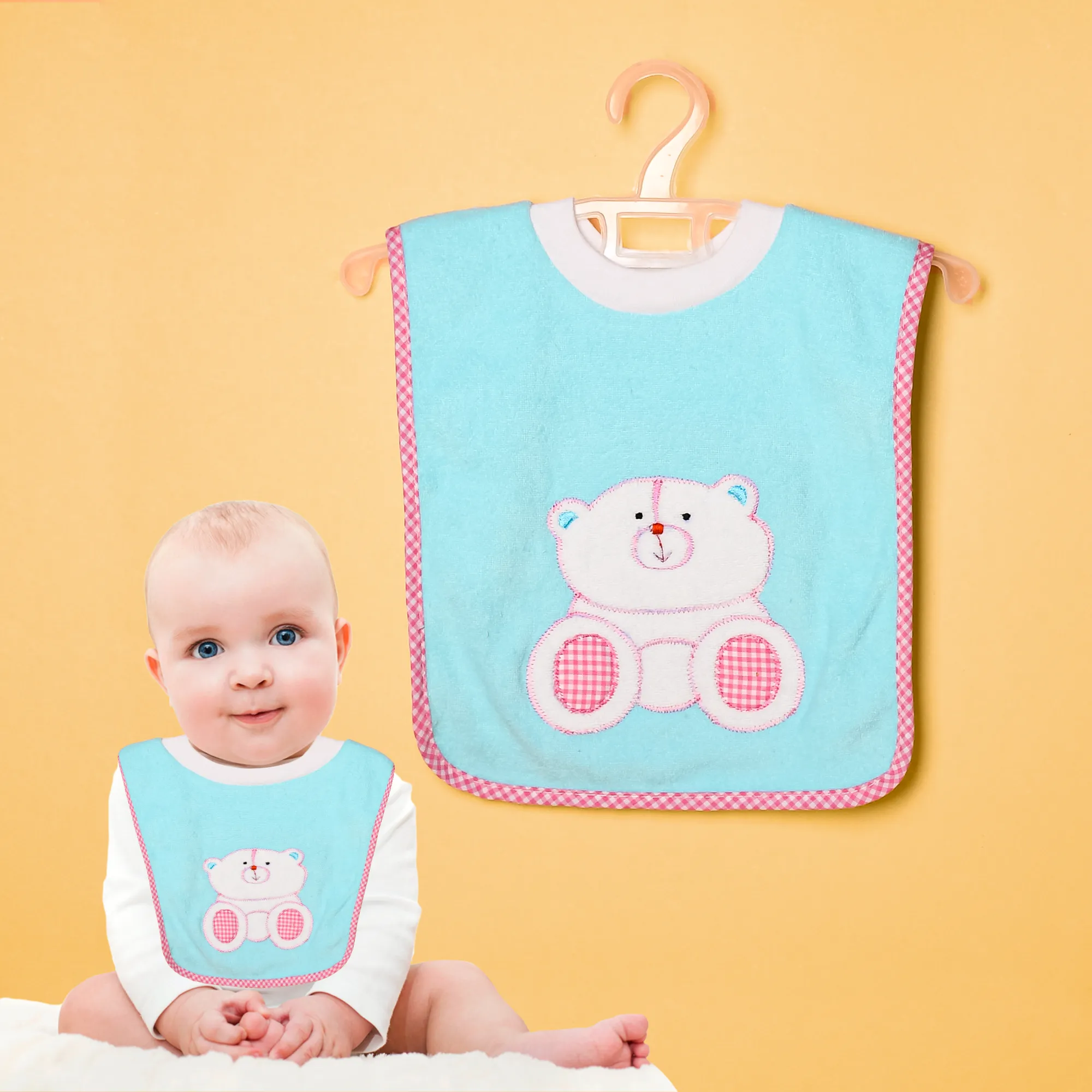 THE LITTLE LOOKERS Soft Terry Cotton Baby Bibs with Comfortable Round Neck for Bottle Feeding & Breast Feeding | Double Layered Skins for Quick Absorption & Fast Drying