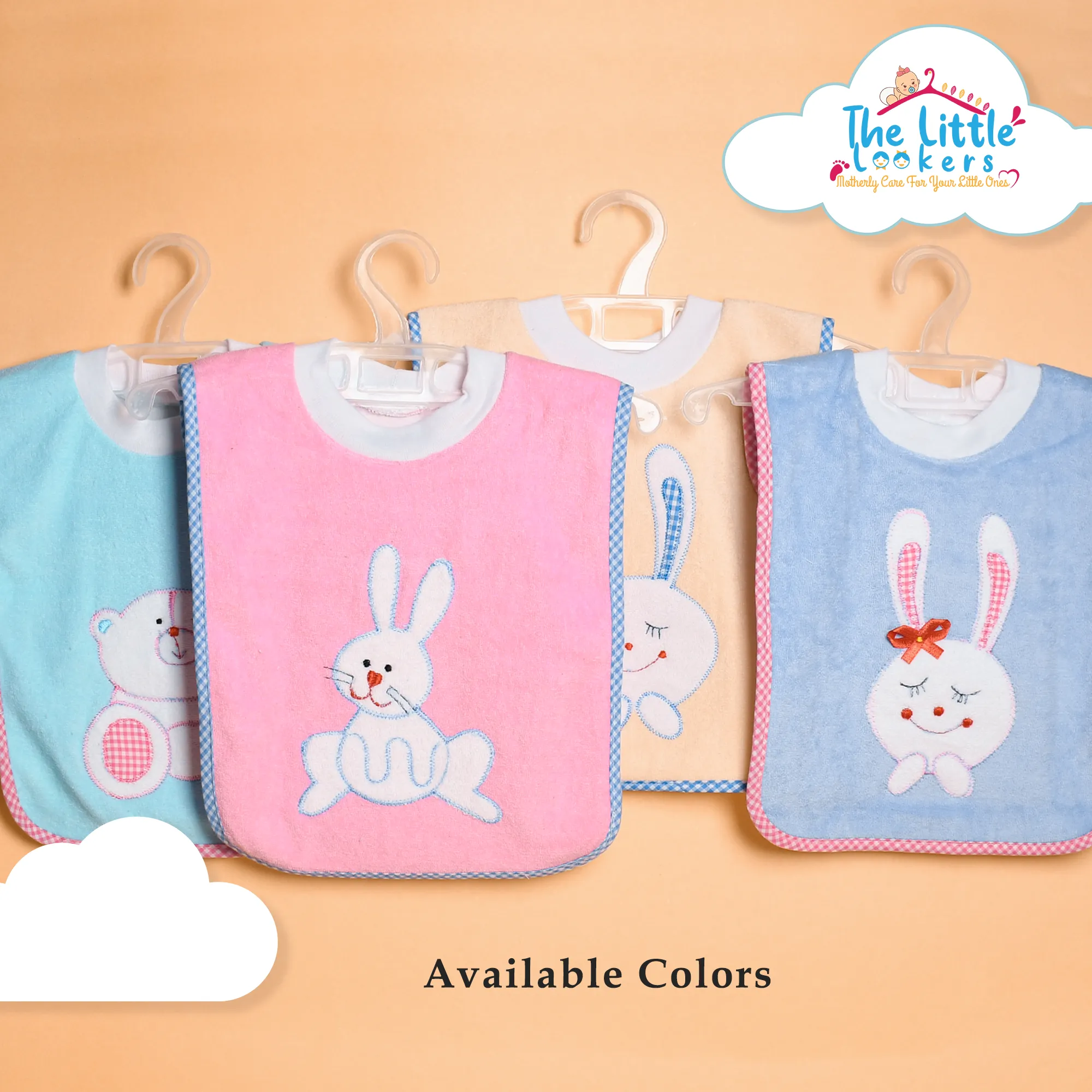 THE LITTLE LOOKERS Soft Terry Cotton Baby Bibs with Comfortable Round Neck for Bottle Feeding & Breast Feeding | Double Layered Skins for Quick Absorption & Fast Drying