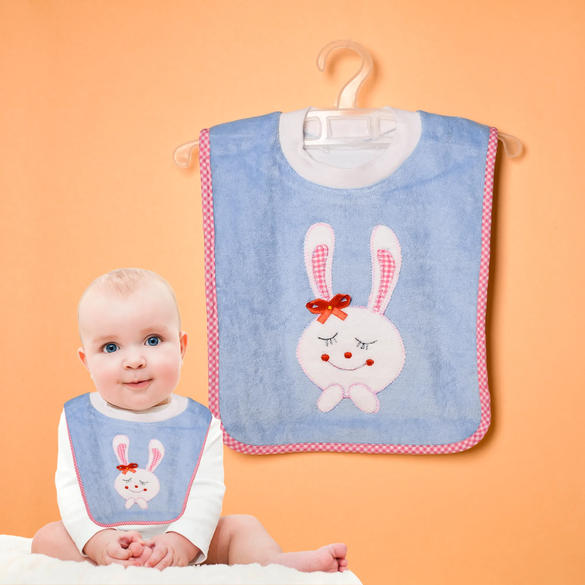 THE LITTLE LOOKERS Soft Terry Cotton Baby Bibs with Comfortable Round Neck for Bottle Feeding & Breast Feeding | Double Layered Skins for Quick Absorption & Fast Drying