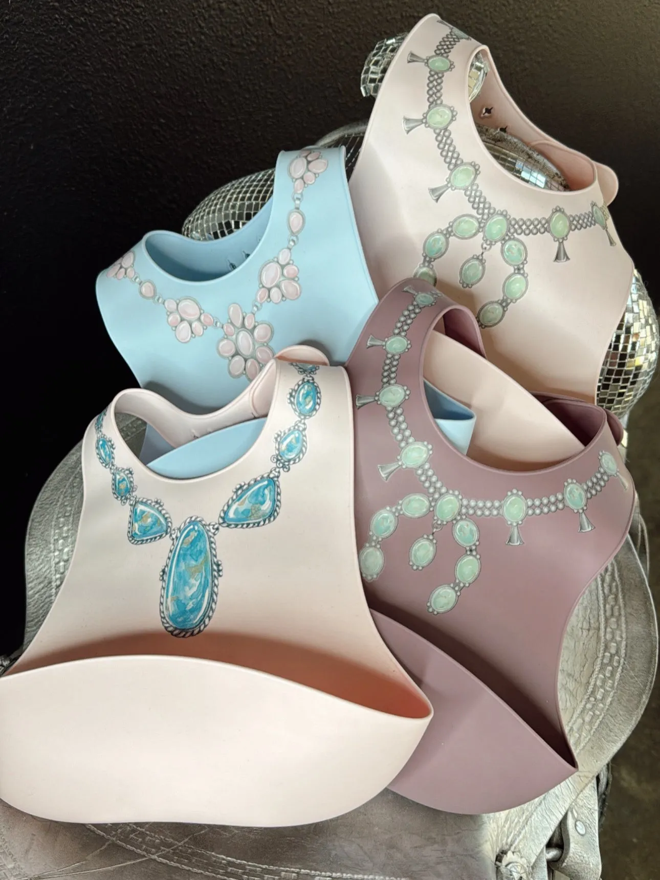 The Turquoise Lariat Silicone Bib in Pink