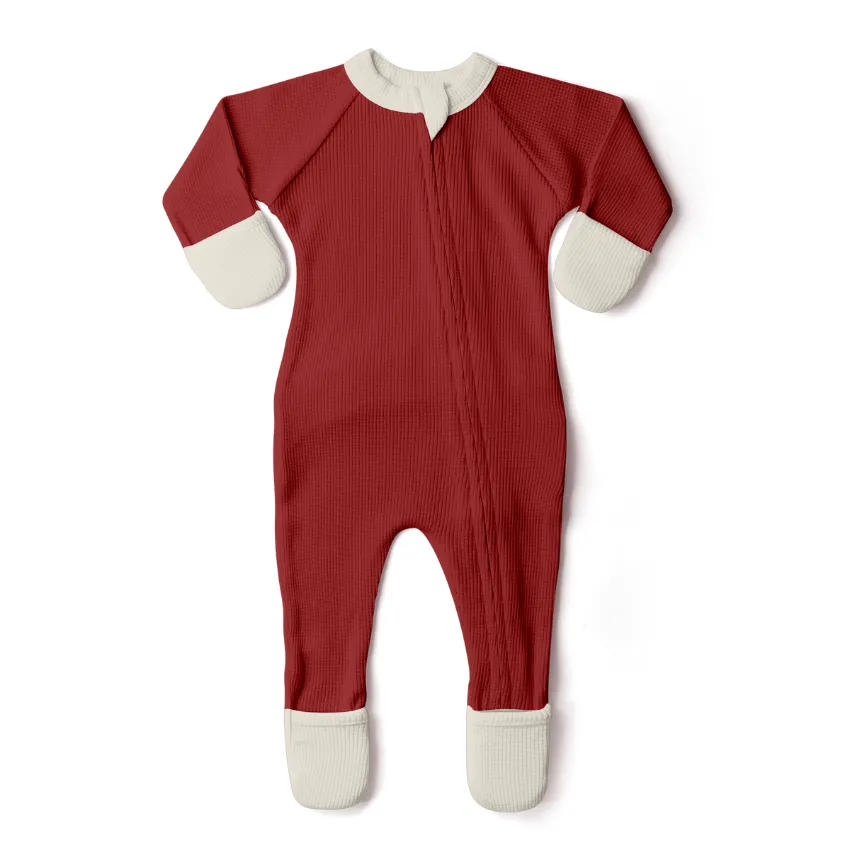 Thermal Organic Footie, Cocoa   Cream (NB-3-6m)