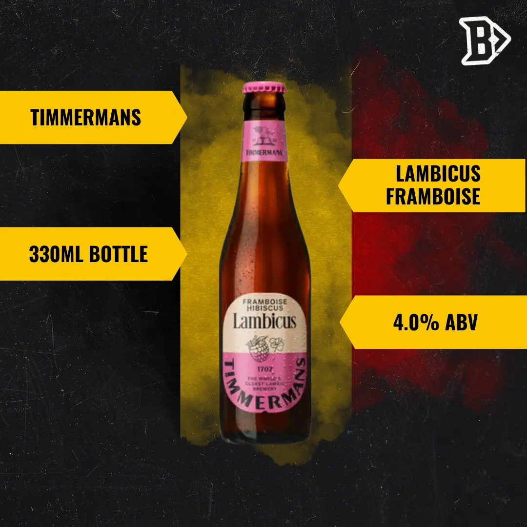 Timmermans Lambicus Framboise Hibiscus Belgian Fruit Beer 330ml Bottles - 4.0% ABV (12 Pack)